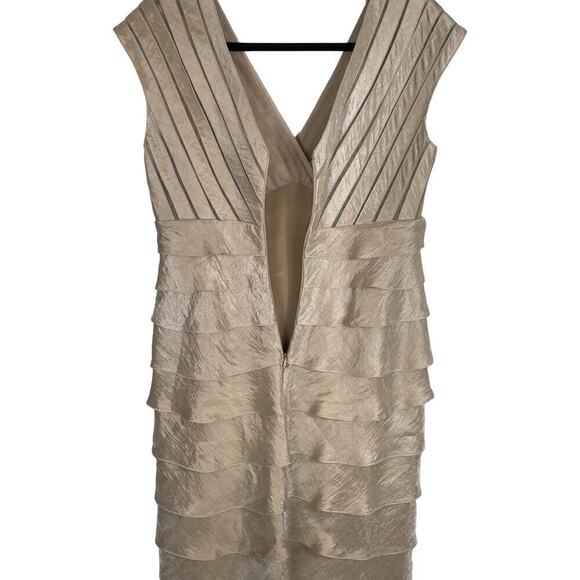 Adrianna Papell Tiered Ruffle Pleated Bodice Satin Dress (8) - Picture 11 of 16